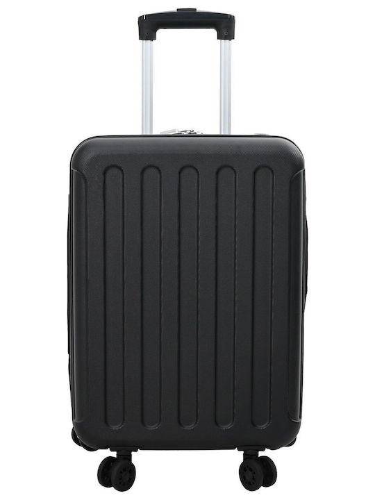 vidaXL Cabin Hard Black Suitcase With 4 Wheels Height 55.5cm