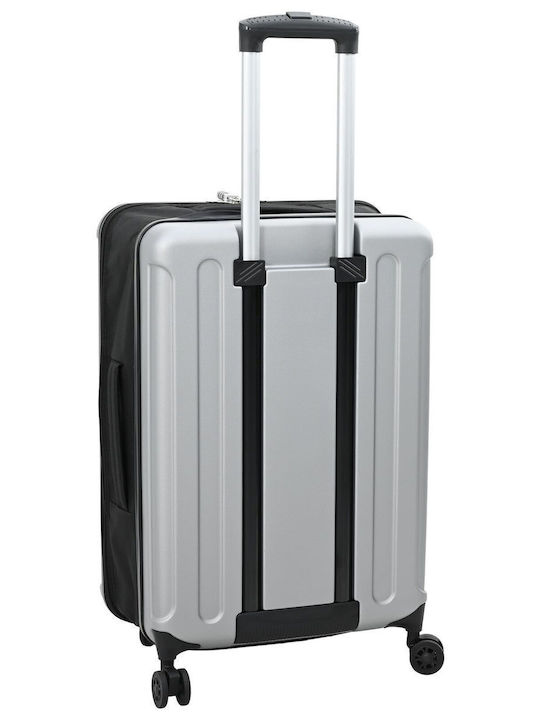 vidaXL Mittlere Hartkoffer Silber mit 4 Räder Höhe 66cm
