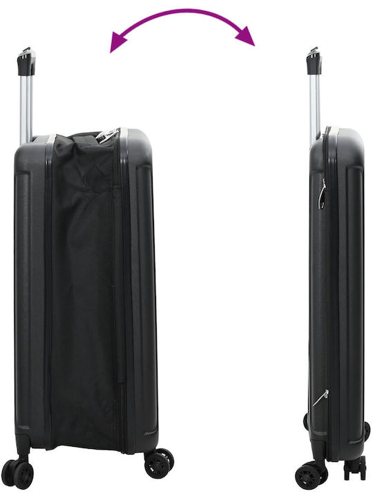 vidaXL Medium Hard Black Suitcase With 4 Wheels Height 66cm