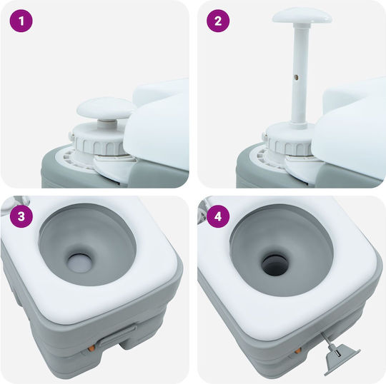 vidaxl Portable Camping Toilet Grey 10L Fresh Water 20L Waste Tank