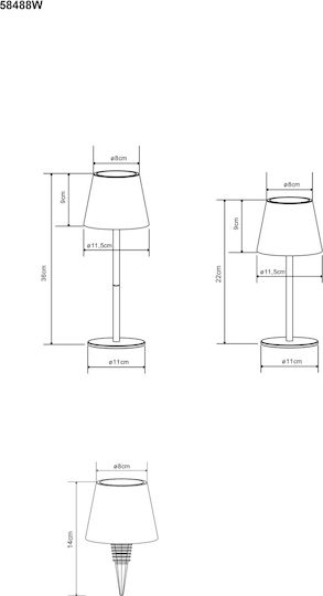Globo Lighting Metallisches Tischlampen LED mit Weißem Hut und Basis
