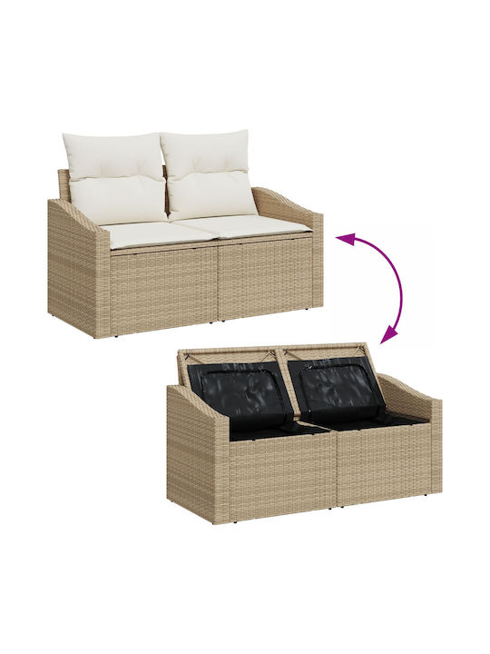 Corner Sofa Outdoor Rattan with Pillows 55x62x69cm