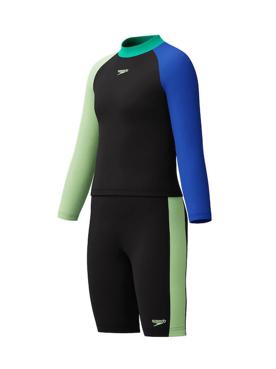 Speedo Colour Block Детски Бански Комплект Черен