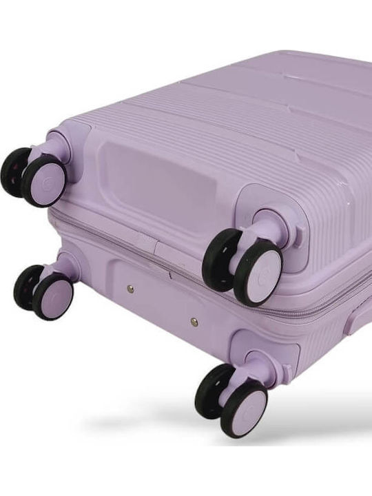 Playful Bags Cabin Travel Suitcase Hard Lila with 4 Wheels Height 55cm