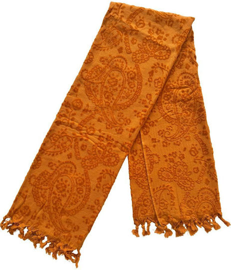 Noidinotte Beach Towel Cotton Orange with Fringes 90x170cm.