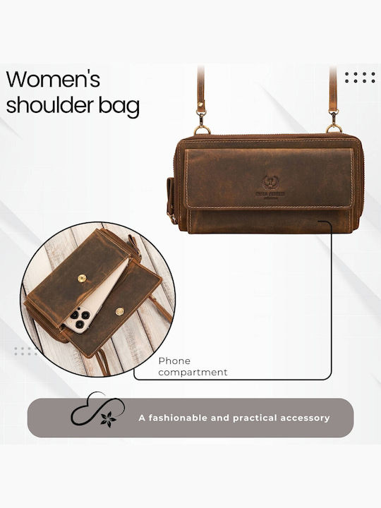 Large Leather Women's Wallet Classic Brown