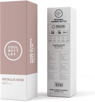 Cool Bottles Kids Water Bottle Thermos Stainless Steel Metallic Rose 500ml