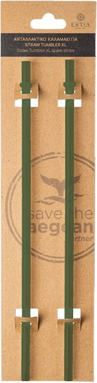 Estia Straw Tumbler XL Straw for Thermos 1200ml made of Plastic Sky Garden 2τμχ Green