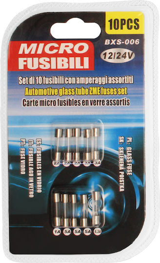 Car Fuse Set Glass Rounds 10pcs