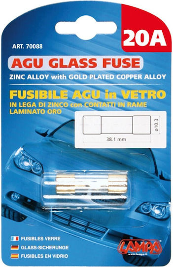 Lampa AGU Glass Fuse 20A Ασφάλεια Αυτοκινήτου Γυάλινη Στρογγυλή