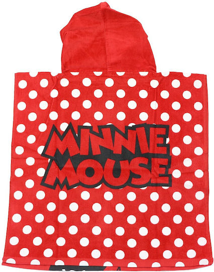 Disney Minnie Mouse Children's Cotton Beach Poncho 55x110cm Ye18267 Red