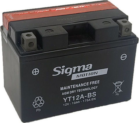 Sigma Inchis Baterie Motocicleta YT12A-BS cu Capacitatea 10Ah