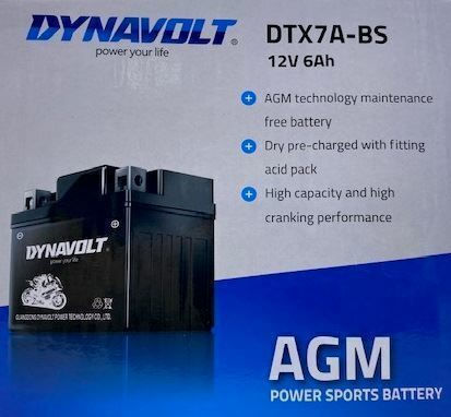 Dynavolt Motorradbatterie YTX7A-BS mit Kapazität 6Ah