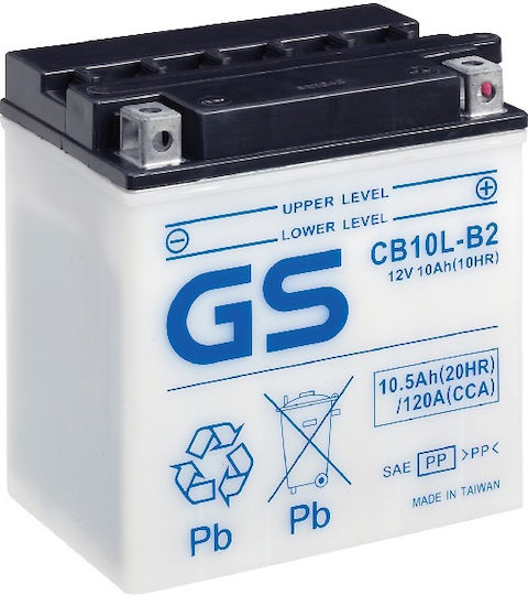 GS Open Type Motorcycle Battery YB10L-B2 with Capacity 11Ah