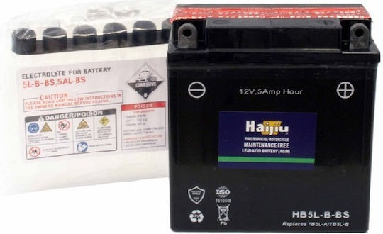 HaiJiu Затворен тип Мотоциклетна батерия HB5L-B-BS с капацитет 5Ах