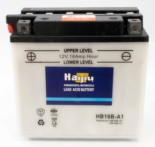 HaiJiu Open Type Motorcycle Battery YB16B-A1 with Capacity 16Ah