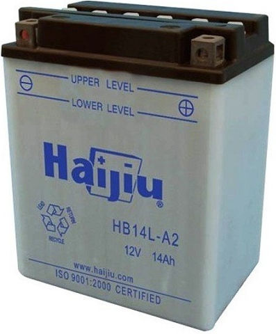 HaiJiu Closed Type Motorcycle Battery YB14L-A2 with Capacity 14Ah