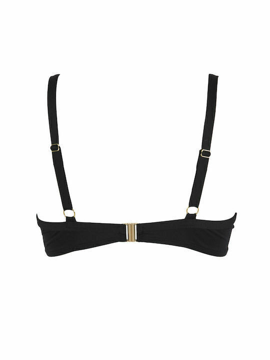 Padded Underwire Bikini Bra with Adjustable Straps Black