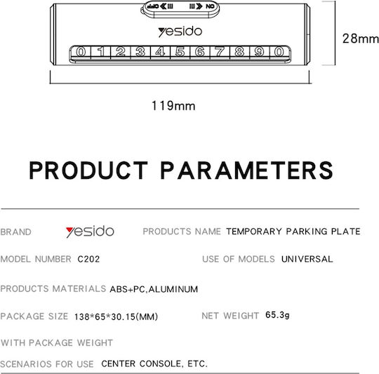Yesido Temporary Parking Plate