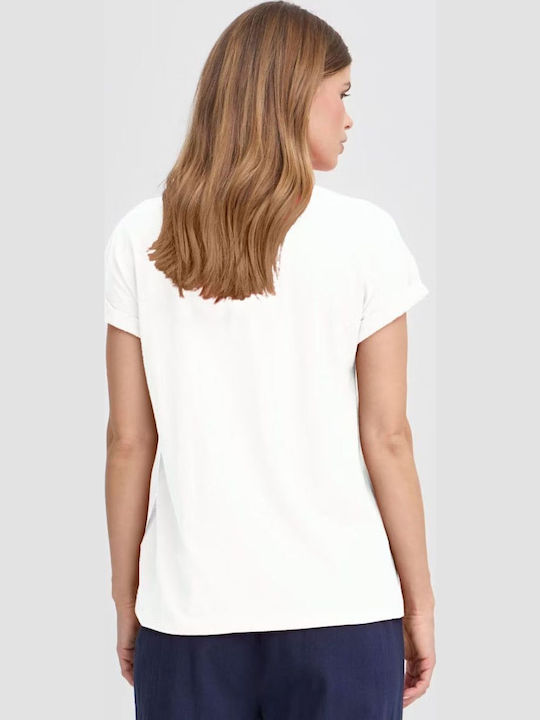 Women's Blouse Cotton Short Sleeve White