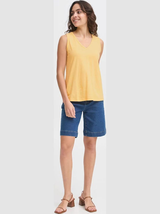 Women's Blouse Cotton Sleeveless Yellow