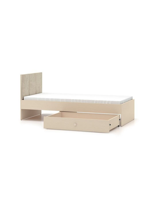 Pat pentru Copii Clasic Single cu Spațiu de Depozitare Maro pentru Saltea 90x200cm