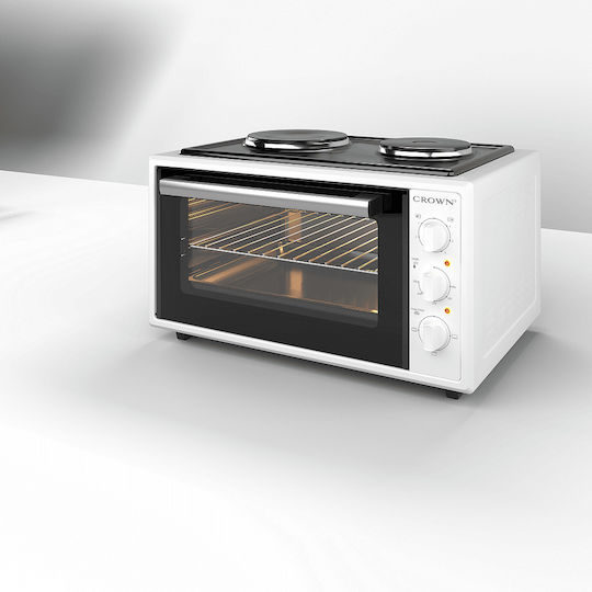 Crown Cuptor electric 45lt cu 2 arzatoare Alb