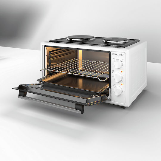 Crown Cuptor electric 45lt cu 2 arzatoare Alb