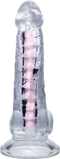 Dildo cu Testicule și Ventuză Transparent 18cm