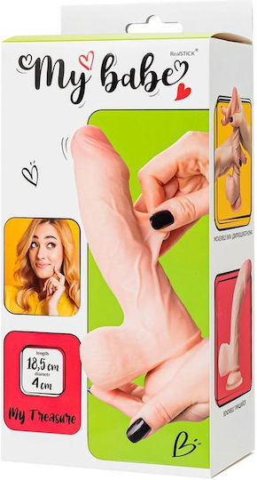 Dildo realist cu Testicule și Ventuză Roz 18.5cm