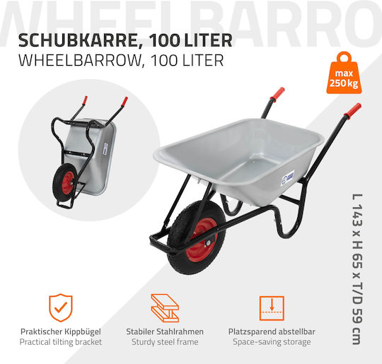 ECD Germany Transport Trolley for Weight Load up to 250kg Silver