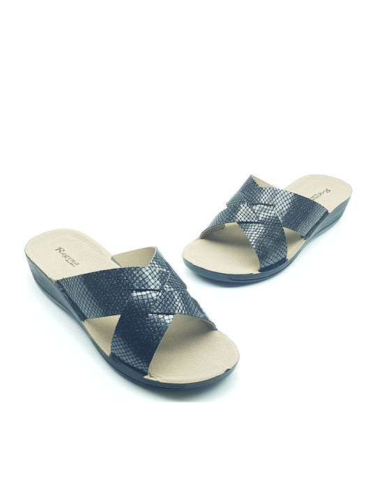 Platforme dama estivale anatomice în stil slip on negre