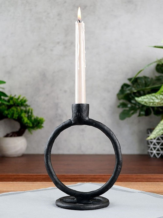 Κηροπήγιο Μακρύ Κερί Αλουμινίου Μαύρο 19 Cm Home Styling Collection