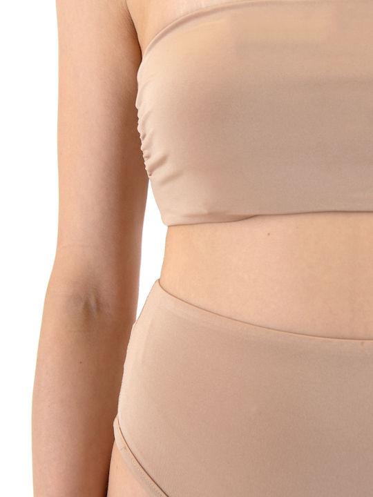 Bikini Slip Hohe Taille Beige