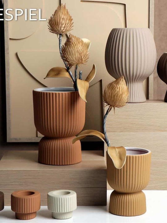 Espiel Candle Holder suitable for Tealights Ceramic in Beige Color 7x7x6cm 1pcs
