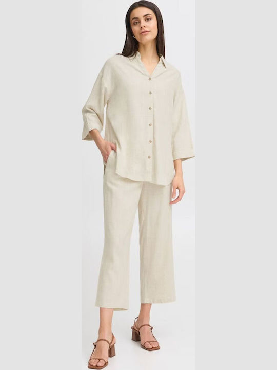 Women's Fabric Trousers Light Beige