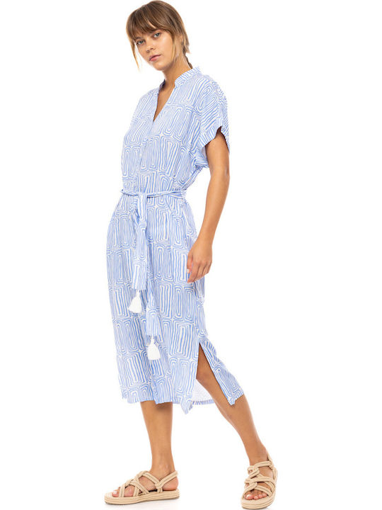 Pink Label Damen Maxi Kleid Strand Ice Blue