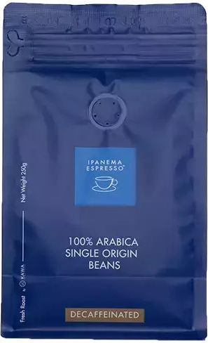 Ipanema Espresso Espresso Kaffee Entkoffeiniert Arabica Brasilien Bohnen 250gr