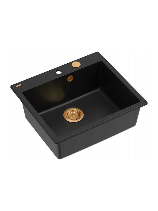 GraniteQ Drop-In Chiuvetă din Granit Sintetic L57xW50cm Negru