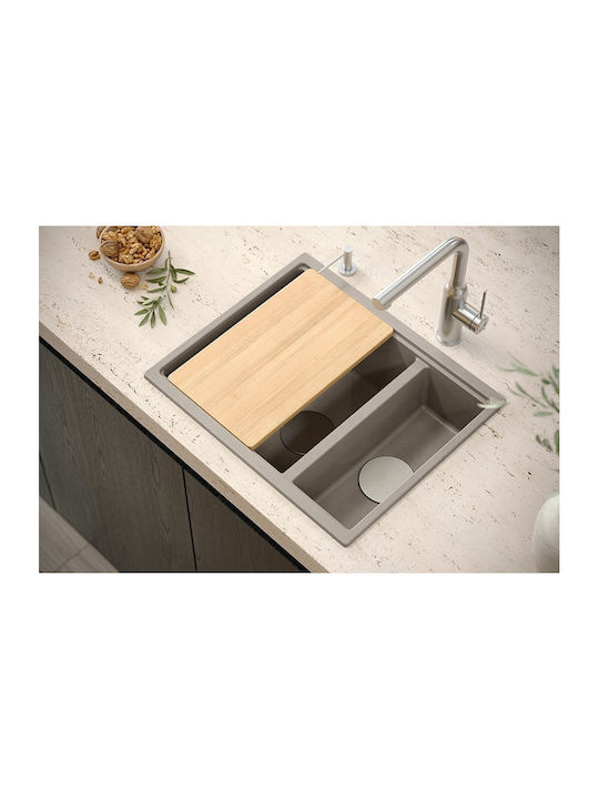 GraniteQ Ένθετος Νεροχύτης Inox Μ56xΠ46cm Λευκός