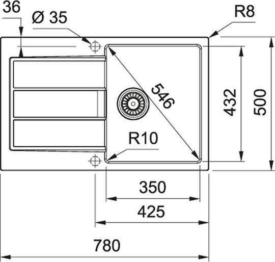 Franke Sirius 2.0 S2D 611-78 Drop-In Spüle aus Verbundgranulat B78xT50cm