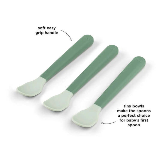 Done by Deer Baby Set with Spoons Easy Grip made of Plastic for 0+ months Green 3pcs