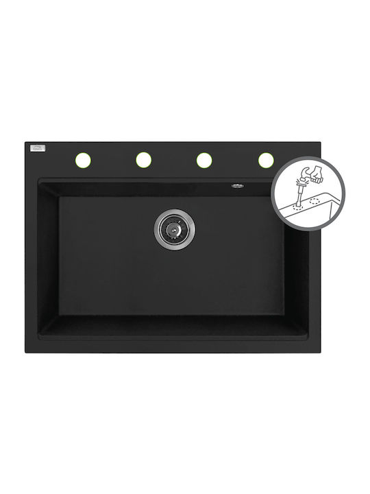 Laveo Drop-In Мивка от Синтетичен Гранит Ш50xД70см Черен
