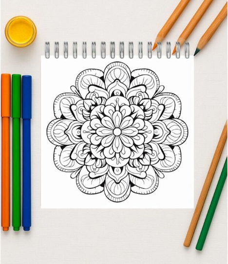 Adult Colouring Book Relaxation Stress Relief Mandala Moments Spiral Binding 60 Illustrations 21 X 21 Cm