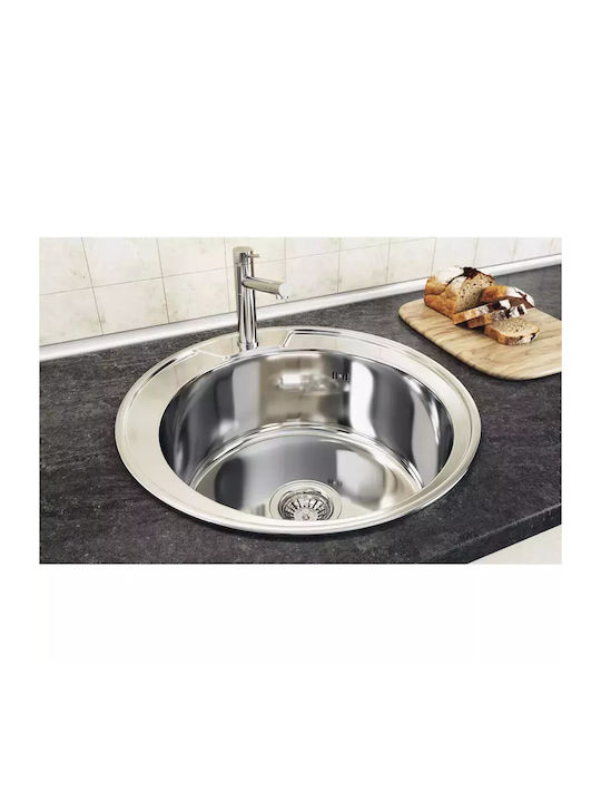 Sanitec C401 Kitchen Sink Countertop Diameter 49 Cm Round Stainless Steel