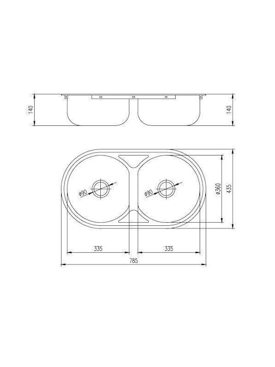 Freddo Ένθετος Νεροχύτης Δεξιός Inox Μ83xΠ43.5cm Γκρι