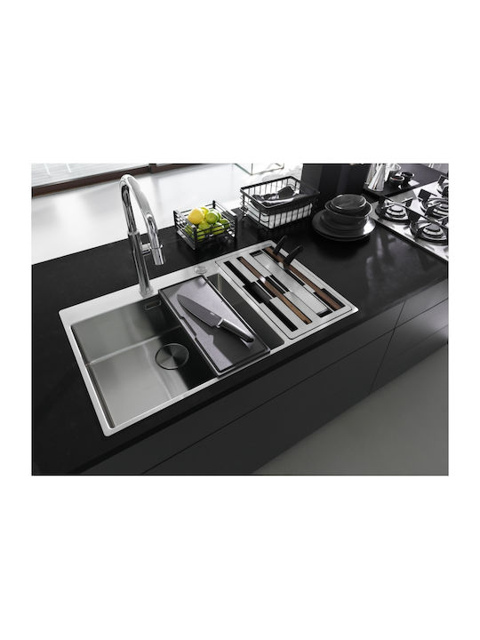 Franke Box Center Bwx 220-54-27 Drop-In Kitchen Sink Left Handed Inox Satin Finish M86xP51cm Silver