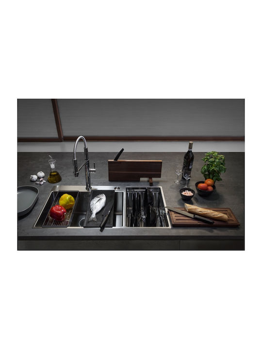 Franke Box Center Bwx 220-54-27 Drop-In Kitchen Sink Left Handed Inox Satin Finish M86xP51cm Silver