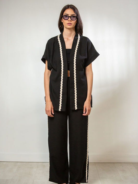 Women's Kimono with Buttons Beige