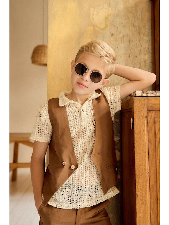 Kids Vest with Hood Brown